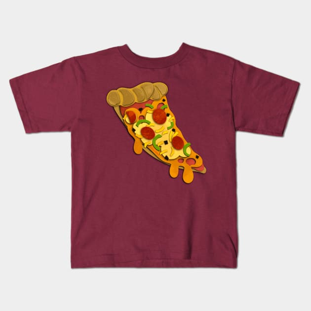 Paper Cut Cats Series! Pizza Kids T-Shirt by Catwheezie